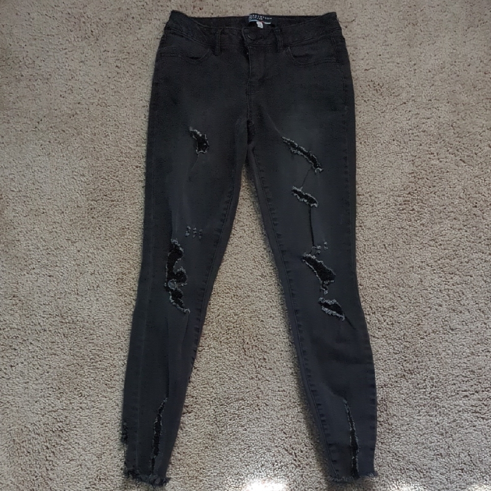 Boom Boom Jeans Charcoal Distressed Skinny Jeans